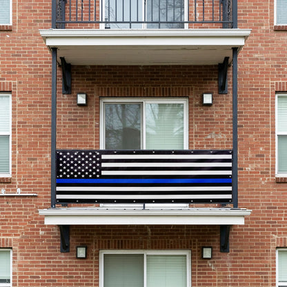 balcony privacy screen blue lives matter on apartment balcony