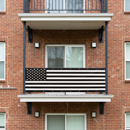 Balcony Privacy Screen Black & White Flag Banner