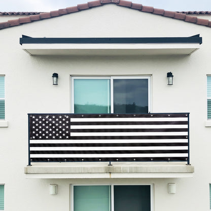 Balcony Privacy Screen Black & White Flag Banner
