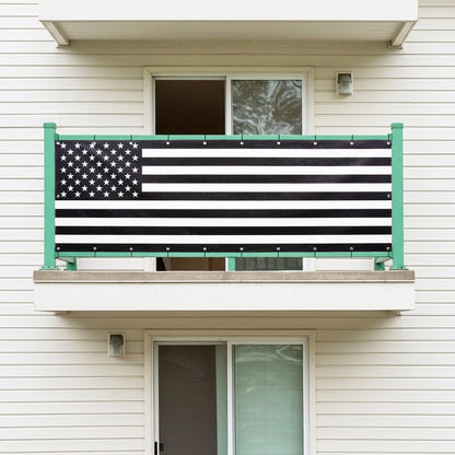 Balcony Privacy Screen Black & White Flag Banner