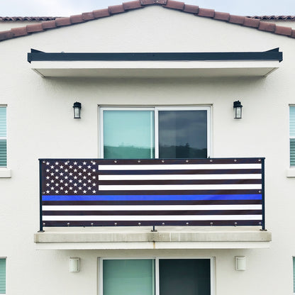 Balcony Privacy Screen – Black, White & Blue Line Flag