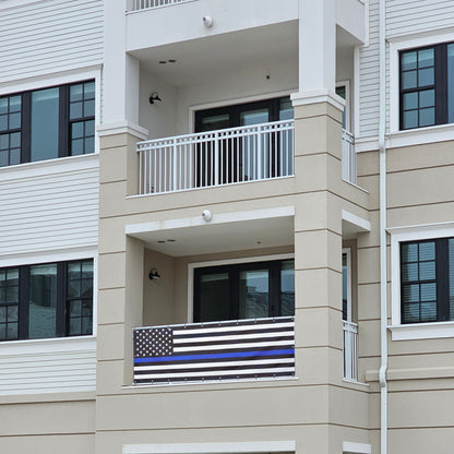 Balcony Privacy Screen – Black, White & Blue Line Flag