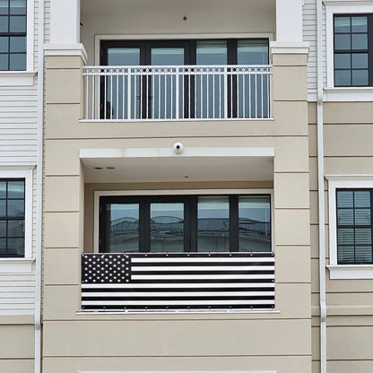 Balcony Privacy Screen Black & White Flag Banner