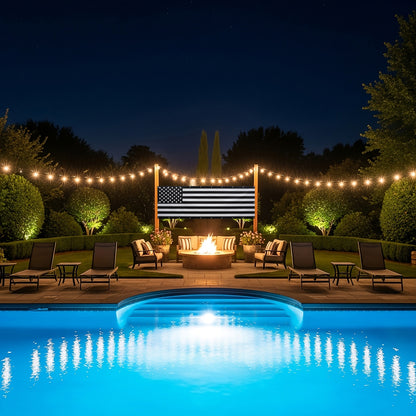 Indoor Outdoor USA Flag Black & White  Banners