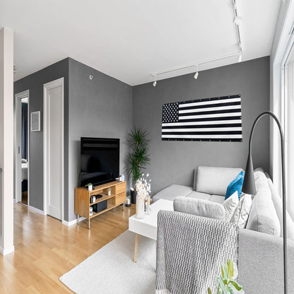 Indoor Outdoor USA Flag Black & White  Banners