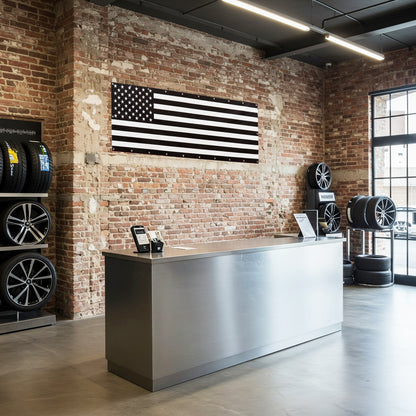 Black & White USA Flag Banner for Offices & Retail