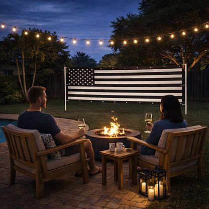 Indoor Outdoor USA Flag Black & White  Banners