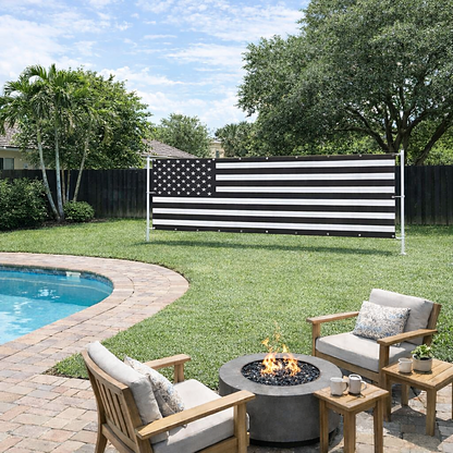 Indoor Outdoor USA Flag Black & White  Banners