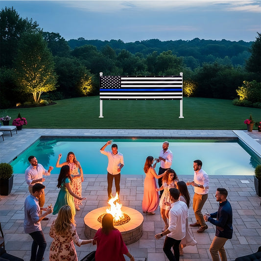 Indoor Outdoor USA Flag Black White & Blue Line Banners