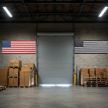Black & White USA Flag Banner for Offices & Retail