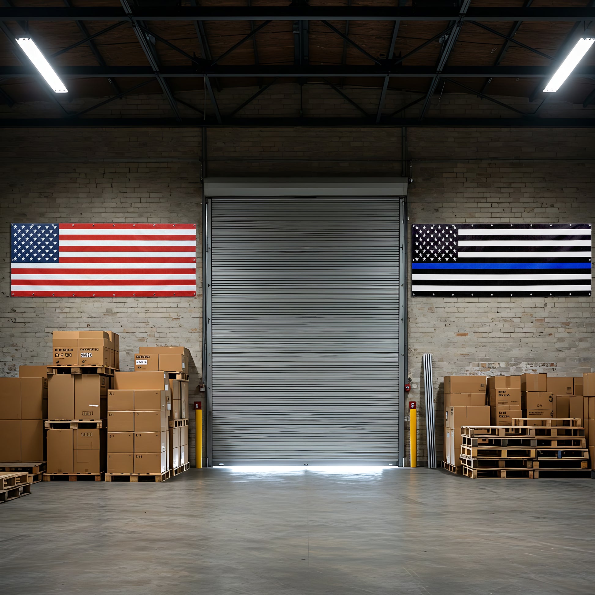 show your love with USA and Law Enforcement Flag Vinyl Banner in your warehouse